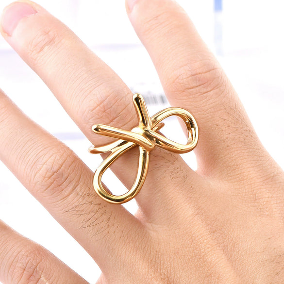 Wholesale Women's Titanium Steel Geometric Plain Ring With Electroplating