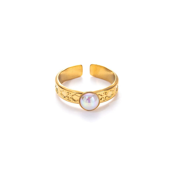 Wholesale Women's Titanium Steel Geometric Ring With Electroplating Design
