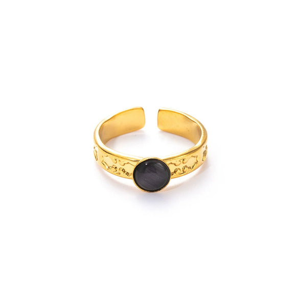 Wholesale Women's Titanium Steel Geometric Ring With Electroplating Design
