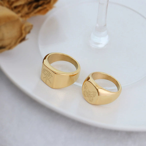 Wholesale Women's Titanium Steel Geometric Ring With Electroplating Treatment