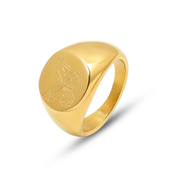 Wholesale Women's Titanium Steel Geometric Ring With Electroplating Treatment