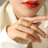 Wholesale Women's 316L Stainless Steel Geometric Ring With 18K Gold Plated Electroplating