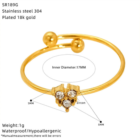 Wholesale Women's Titanium Steel Geometric Ring With Zirconia Inlay And Flower Rhombus Patterns