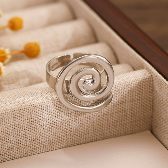 Wholesale Women's Titanium Steel Geometric Rotating Circle Vortex Earrings Plated 18K Gold