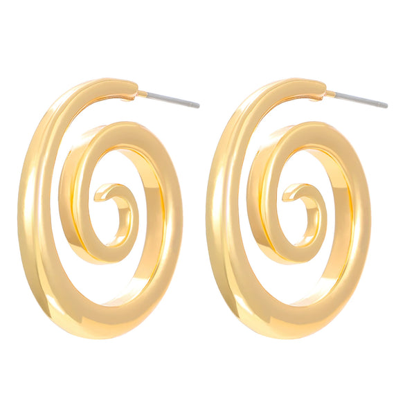 Wholesale Women's Titanium Steel Geometric Rotating Circle Vortex Earrings Plated 18K Gold