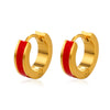 Wholesale Women's Titanium Steel Geometric Round Oil Drop Earrings 18K Gold Plated