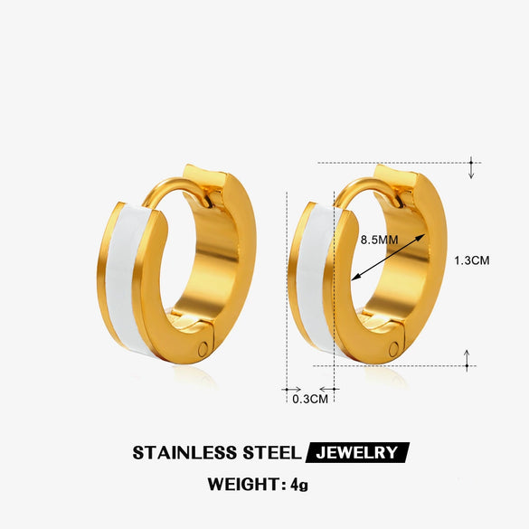 Wholesale Women's Titanium Steel Geometric Round Oil Drop Earrings 18K Gold Plated