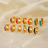 Wholesale Women's Titanium Steel Geometric Round Oil Drop Earrings 18K Gold Plated