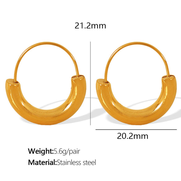 Wholesale Women's 316L Stainless Steel Geometric Round Semicircular Electroplated 18K Gold Plated Ear Jewelry