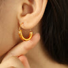 Wholesale Women's 316L Stainless Steel Geometric Round Semicircular Electroplated 18K Gold Plated Ear Jewelry