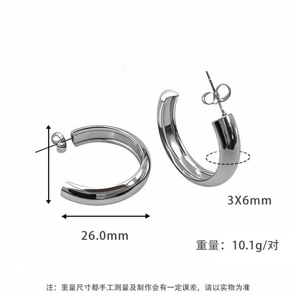 Wholesale Women's Titanium Steel Geometric Round Simple Earrings With Electroplating