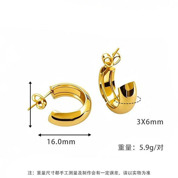 Wholesale Women's Titanium Steel Geometric Round Simple Earrings With Electroplating