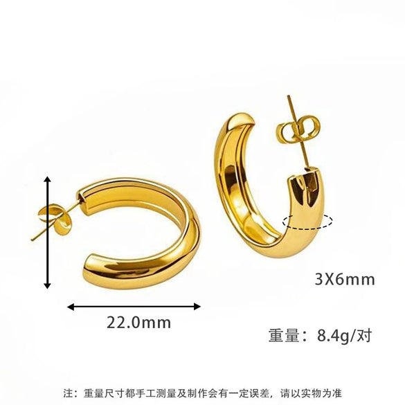 Wholesale Women's Titanium Steel Geometric Round Simple Earrings With Electroplating