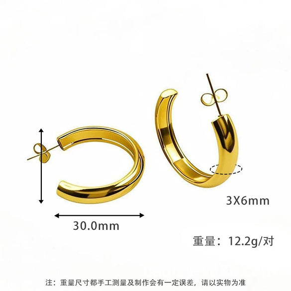 Wholesale Women's Titanium Steel Geometric Round Simple Earrings With Electroplating