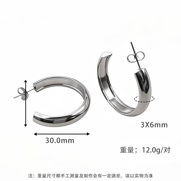 Wholesale Women's Titanium Steel Geometric Round Simple Earrings With Electroplating