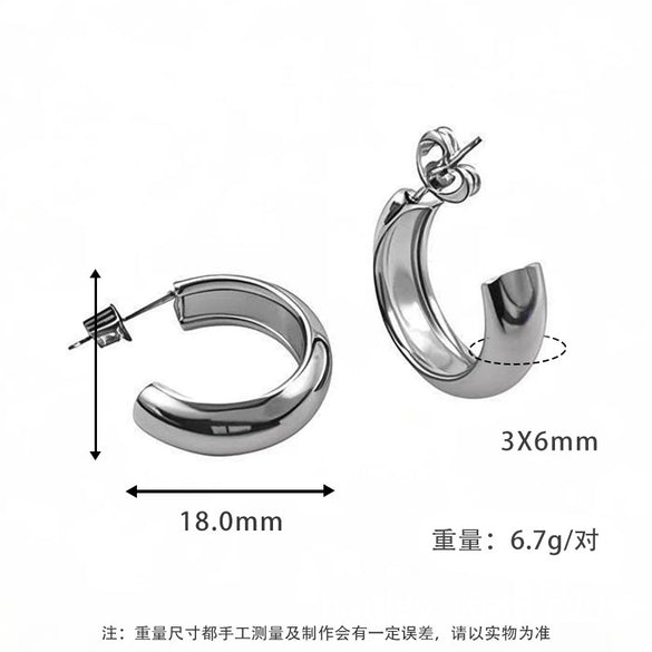 Wholesale Women's Titanium Steel Geometric Round Simple Earrings With Electroplating