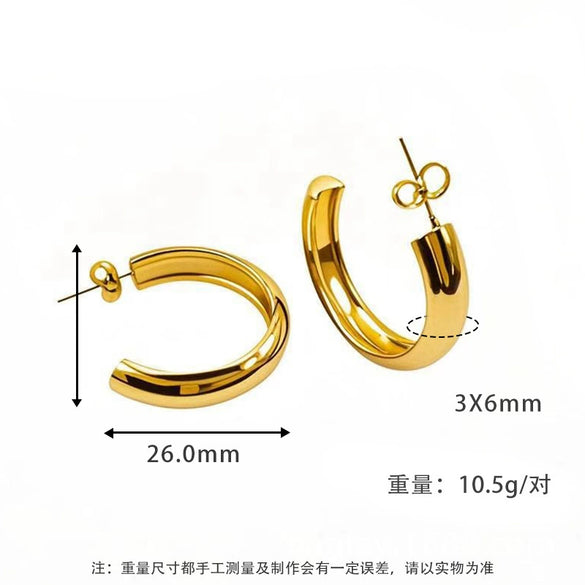 Wholesale Women's Titanium Steel Geometric Round Simple Earrings With Electroplating