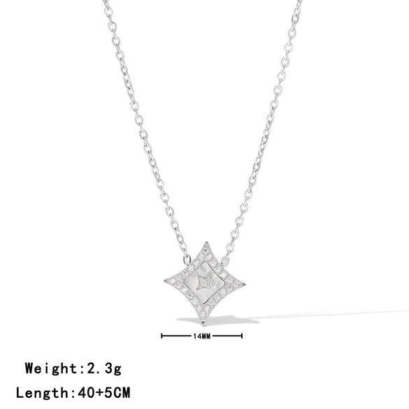 Wholesale Women's Titanium Steel Geometric Sixpointed Star Elegant Ochain Clavicle Necklace With Electroplating