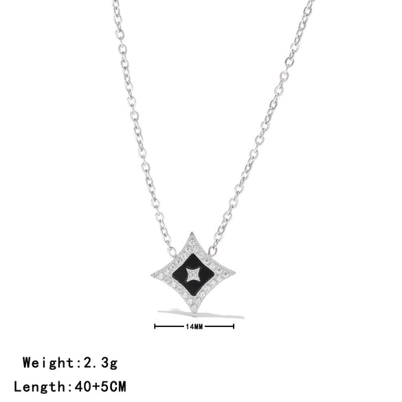 Wholesale Women's Titanium Steel Geometric Sixpointed Star Elegant Ochain Clavicle Necklace With Electroplating
