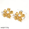 Wholesale Women's Titanium Steel Geometric Small Flower Elegant Earrings 18K Gold Plated