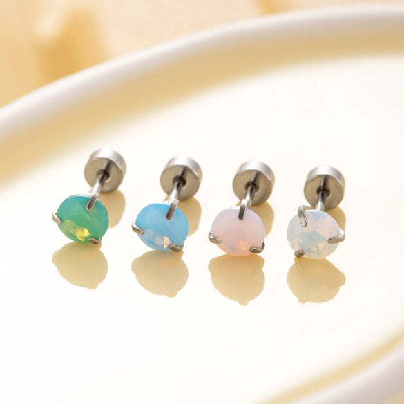 Wholesale Women's Titanium Steel Geometric Small Fresh Zircon Earrings