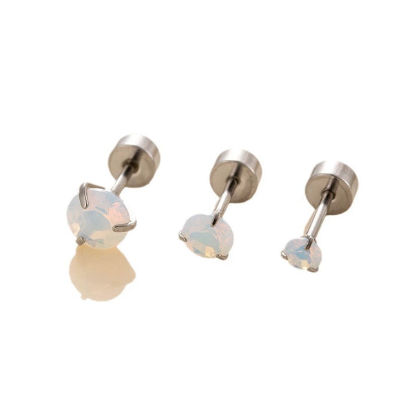 Wholesale Women's Titanium Steel Geometric Small Fresh Zircon Earrings