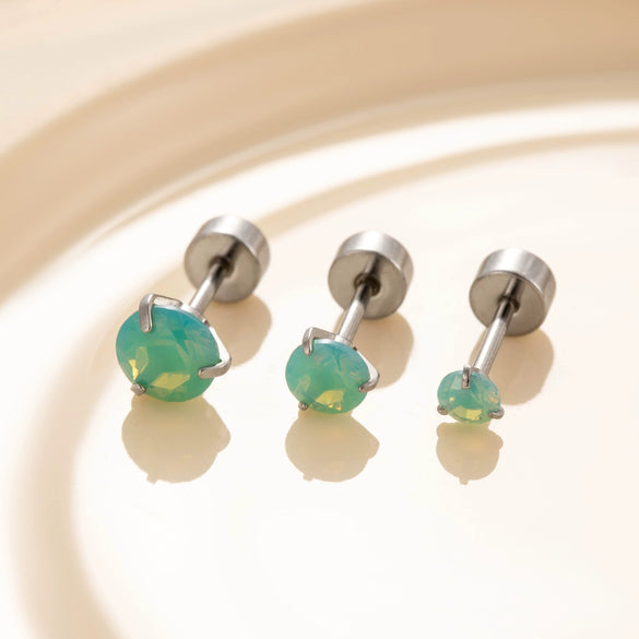 Wholesale Women's Titanium Steel Geometric Small Fresh Zircon Earrings