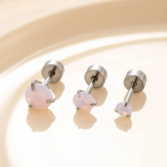 Wholesale Women's Titanium Steel Geometric Small Fresh Zircon Earrings