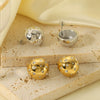 Wholesale Women's Titanium Steel Geometric Spherical Earrings With Diamond Embedded 18K Vacuum Plated In Furnace