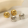 Wholesale Women's Titanium Steel Geometric Spherical Earrings With Diamond Embedded 18K Vacuum Plated In Furnace