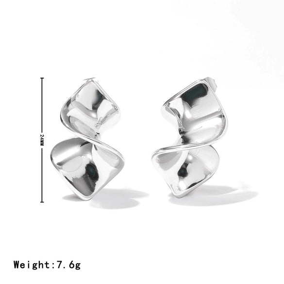 Wholesale Women's Titanium Steel Geometric Spiral Electroplated Elegant Allmatch Earrings