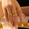 Wholesale Women's 316L Stainless Steel Geometric Square Splicing Open Ring Plated 18K Gold With Niche Design
