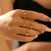Wholesale Women's 316L Stainless Steel Geometric Square Splicing Open Ring Plated 18K Gold With Niche Design