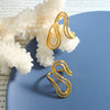Wholesale Women's 316L Stainless Steel Geometric Sshaped Open Ring Handmade With 18K Gold Plating