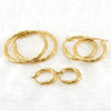 Wholesale Women's 316L Stainless Steel Geometric Striped Round Buckle Earrings With Electroplating