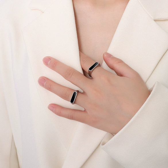 Wholesale Women's Titanium Steel Geometric Style Electroplated Drop Glue Ring Jewelry