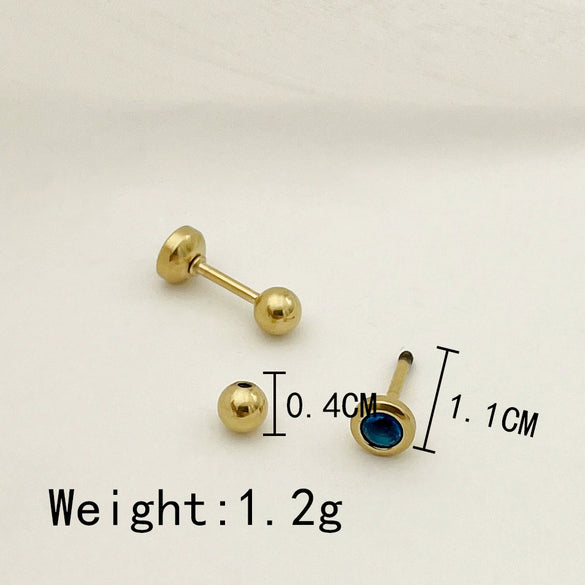 Wholesale Women's Titanium Steel Geometric Style Electroplated Mini Zircon Earrings Jewelry