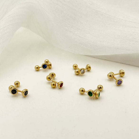Wholesale Women's Titanium Steel Geometric Style Electroplated Mini Zircon Earrings Jewelry