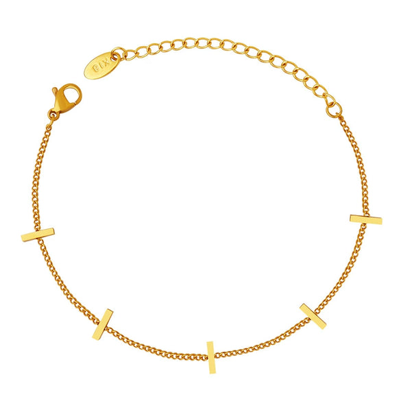 Wholesale Women's 316L Stainless Steel Geometric Style Electroplated Slim Bracelet