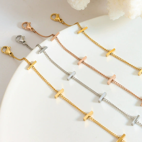 Wholesale Women's 316L Stainless Steel Geometric Style Electroplated Slim Bracelet