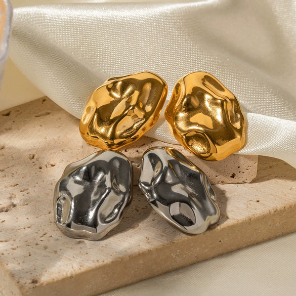Wholesale Women's Titanium Steel Geometric Style Electroplated Throwing Earrings