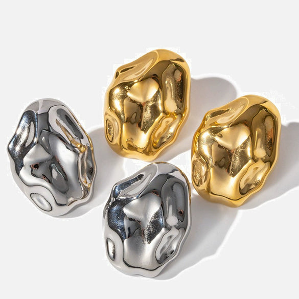 Wholesale Women's Titanium Steel Geometric Style Electroplated Throwing Earrings