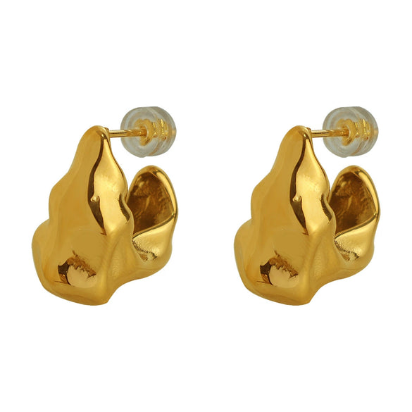 Wholesale Women's 316L Stainless Steel Geometric Style Gold Plated Electroplated Irregular Earrings