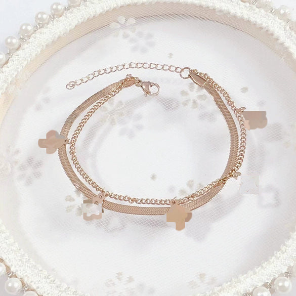 Wholesale Women's Titanium Steel Geometric Style Polished Color Retaining Bracelet