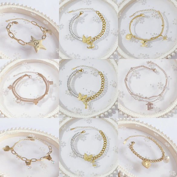 Wholesale Women's Titanium Steel Geometric Style Polished Color Retaining Bracelet