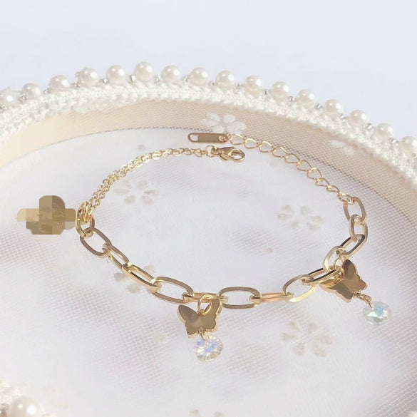 Wholesale Women's Titanium Steel Geometric Style Polished Color Retaining Bracelet