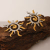 Wholesale Women's Titanium Steel Geometric Sun Flame Earrings Electroplated Fashion Jewelry