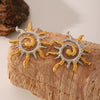 Wholesale Women's Titanium Steel Geometric Sun Flame Earrings Electroplated Fashion Jewelry
