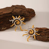 Wholesale Women's Titanium Steel Geometric Sun Flame Earrings Electroplated Fashion Jewelry