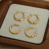 Wholesale Women's 316L Stainless Steel Geometric Texture Retro Bamboo Earrings Gold Plated